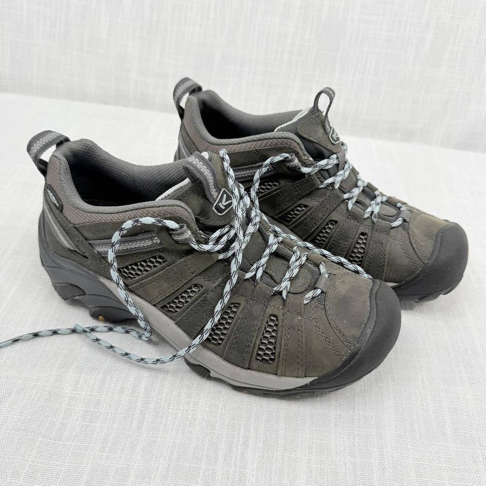 Keen Voyageur 1004270 Women's Gray Leather Low Hiking Trail Shoes Size 8.5